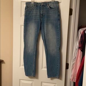 Topman 34x32 Light Wash Taper Fit Jeans